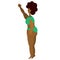 Body positive. Vector stock illustration. African American girl raised her fist up. Lady protests. Isolated white background.