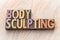 Body sculpting word abstract in wood type