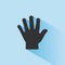 Body senses tact. Hand icon with shade on blue background