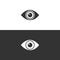 Body senses vision. Eye icon on black and white background