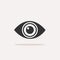 Body senses vision. Eye icon with shadow on beige background