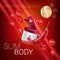 Body skin care series ads. Vector Illustration with chili pepper body slimming firming cream tube and container