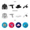 Body tattoo, piercing machine, napkins. Tattoo set collection icons in black, flat, monochrome style vector symbol stock