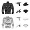 Body tattoo, piercing machine, napkins. Tattoo set collection icons in black,monochrom style vector symbol stock