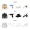 Body tattoo, piercing machine, napkins. Tattoo set collection icons in cartoon,black,outline style vector symbol stock