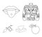 Body tattoos, piercings, napkins, tattoo machine. Tattoo set collection icons in outline style vector symbol stock