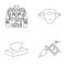 Body tattoos, piercings, napkins, tattoo machine. Tattoo set collection icons in outline style vector symbol stock