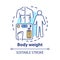 Body weight measuring concept icon. Fighting patients obesity, extraweight idea thin line illustration. Electronic