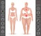 Body of a woman, thick and thin , pain points, detailed vector i