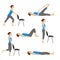 Body workout exercise fitness training set. Knee exercises