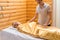 Body wraps. Photo of girl relaxing in spa salon