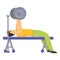 Bodybuilder barbell exercise icon, cartoon style