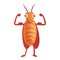 Bodybuilder cockroach icon, cartoon style