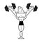 Bodybuilder with dumbbells. vector cartoon illustration