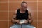 Bodybuilder Eating Healthy Diet Food Out Of Tupperware