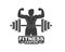 Bodybuilder fitness gym icon logo badge vector illustration