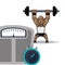 Bodybuilder fitness male weight scale and stopwatch