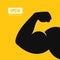 Bodybuilder flex hand vector icon