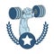 Bodybuilder Hand Holding Barbell Fitness Gym Logo Modern Sport Center Emblem Template