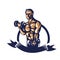 bodybuilder lifting dumbbell poster. Vector illustration decorative background design