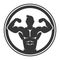 Bodybuilder Logo Icon on White Background. Vector