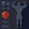 Bodybuilder, man, sports, fitness, infographics,