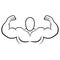 Bodybuilder muscle flex arms vector illustration. Strong macho biceps gym flexing hand vector icon isolated on white