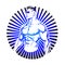 Bodybuilder muscle man, fitness posing. Colored, Isolated