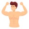 Bodybuilder narcissism icon, cartoon style