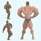 Bodybuilder sportsman vector characters muscular bearded man fitness male strong athlets model posing bodybuilding sport