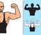 Bodybuilder strong man. Design element. Vector illustration isolated on white background. Template for books, stickers, posters,