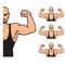 Bodybuilder strong man. Design element. Vector illustration isolated on white background. Template for books, stickers, posters,