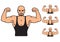 Bodybuilder strong man. Design element. Vector illustration isolated on white background. Template for books, stickers, posters,