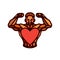 Bodybuilder torso with heart vector illustration eps 8