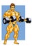 Bodybuilder training with dumbbells