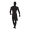 Bodybuilder walking, front view vector silhouette. Psychique fit