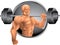 Bodybuilder with weights background