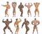 Bodybuilders characters vector illustration.