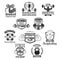 Bodybuilding gym or powerlifting club vector icons