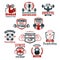 Bodybuilding gym or powerlifting club vector icons