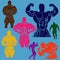 Bodybuilding icons set, vector illustration