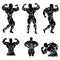 Bodybuilding, power lifting, strongman, gym, fitness, vector illustration in flat design