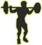 Bodybuilding sports vector silhouette, weightlifter clipart