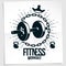 Bodybuilding vector motivation poster created with disc weight dumbbell surrounded by iron chain.