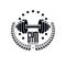 Bodybuilding weightlifting gym logotype sport template, retro style vector emblem.