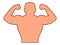 Bodybulider muscle contour, icon on the white background