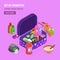 Bodycare Bag Isometric vector design illustration