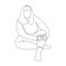 Bodypositive Woman in a sitting position. Fat Woman in Line art style.