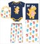 bodysuit with pant & bib Dino print vector