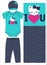 bodysuit with pant cap cat print vector